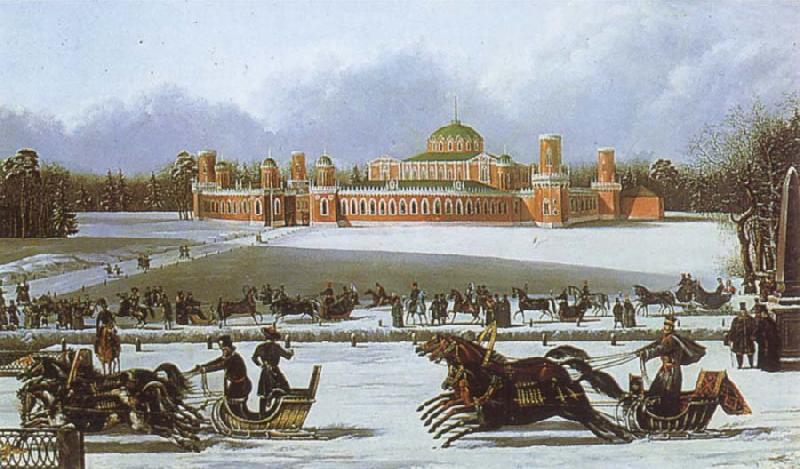 unknow artist Sleigh Races in the Petrovsky Park China oil painting art